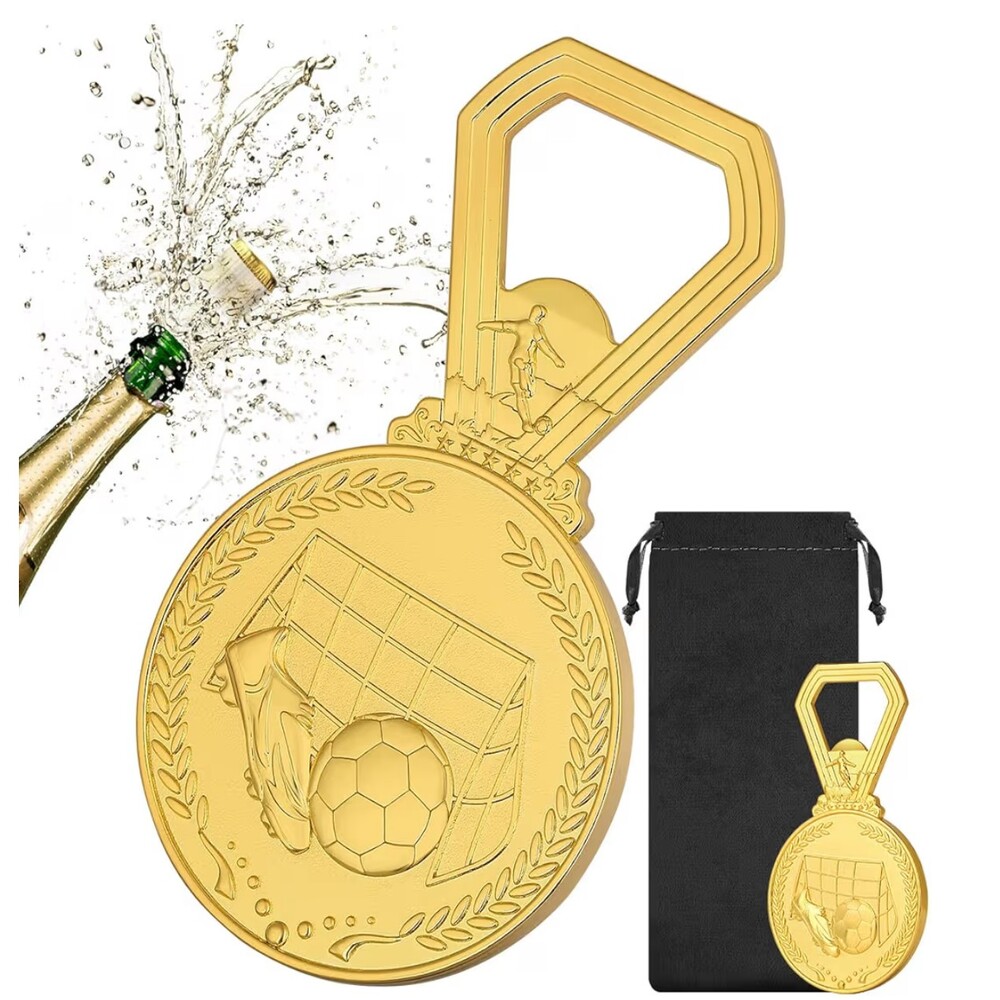Soccer Medal Bottle Opener, Gifts for Soccer Fans Fathers Day Gold